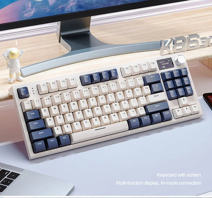 ATTACK SHARK K86 Mechanical Keyboard with Metal Knob, TFT Smart Color Screen, 87-key Layout, RGB Lighting, and Three-mode Connection