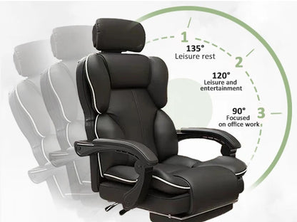 Ergonomic Office Chair High Back with Adjustable Lumbar Support Retractable Footrest Reclining Desk Chair for Home or Office Use