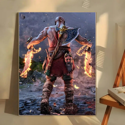 Dark Fantasy G-God of War Poster  Self-adhesive Art Waterproof Paper Sticker Coffee House Bar Room Wall Decor