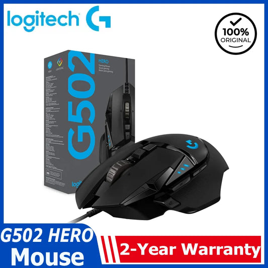 Logitech G502 HERO högpresterande trådbunden gamingmus HERO 25K-sensor 25,600 DPI RGB justerbara vikter 11 knappar PC/Mac-mus
