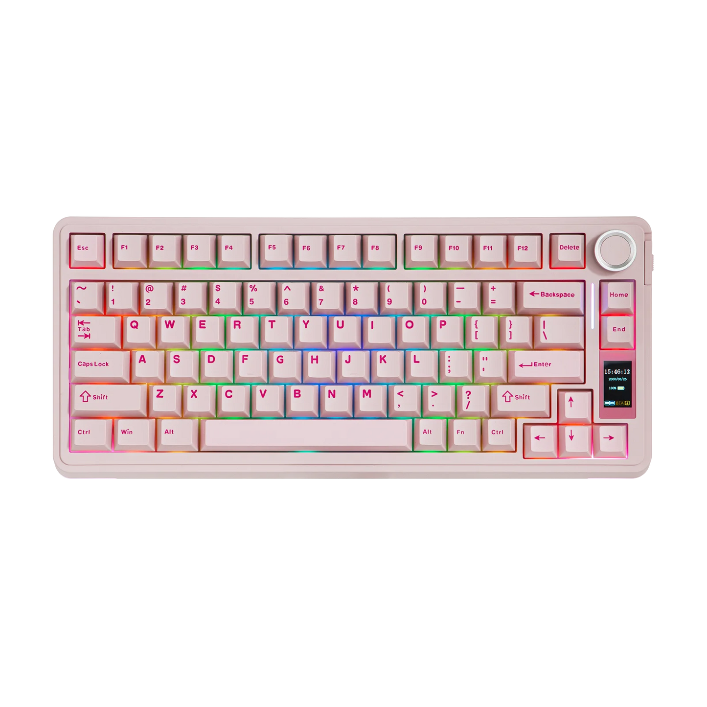 Teclado Mecânico Sem Fios EPOMAKER X AULA EA75 MAX 75% Layout ANSI US Hot-Swap Gasket com Fios/BT/2.4GHz com Ecrã e Botão Rotativo
