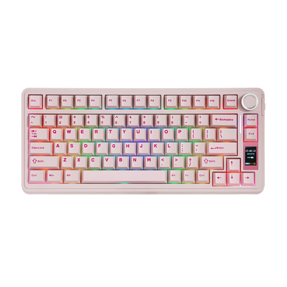 Teclado Mecânico Sem Fios EPOMAKER X AULA EA75 MAX 75% Layout ANSI US Hot-Swap Gasket com Fios/BT/2.4GHz com Ecrã e Botão Rotativo