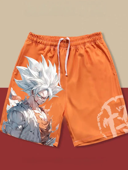 Dragon Ball Goku Ultra Instinct Go Kanji Print Quick Dry Shorts 2026 Summer Plus Size Casual Shorts for Anime Fans Adults & Kids