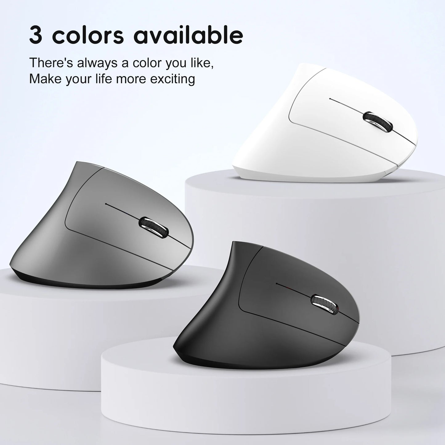 New Dual Mode Wireless Vertical Mouse Bluetooth 5.1 Silent Ergonomic 6 Buttons Type-C 2400DPI Anti-Mouse Hand for Office Laptop