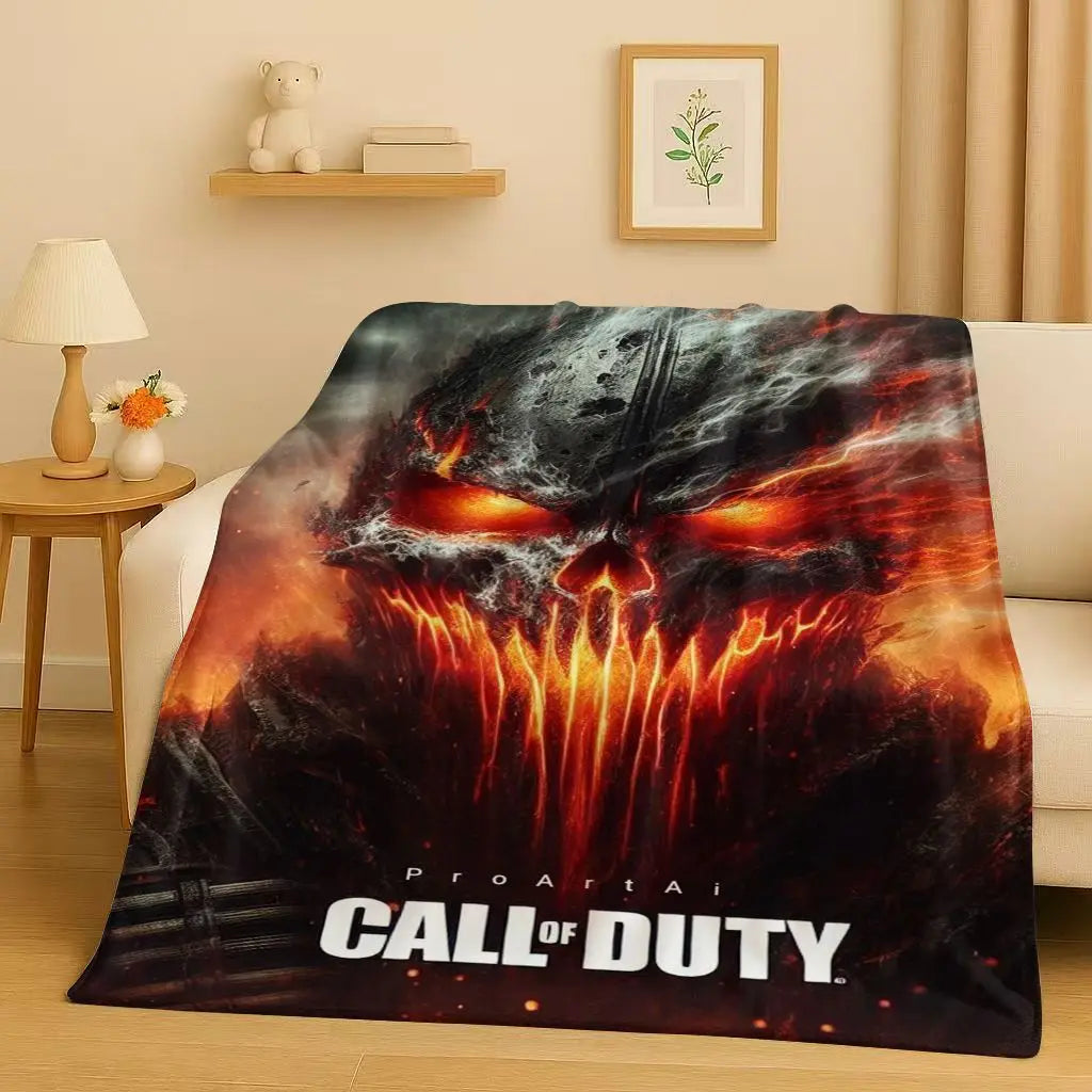 HD Classic Gun Game Call of Duty COD Ghost Simon Flannel Blanket,Ultra Soft Warm Plush Throw for Home Bedroom Bed Sofa Cover Kid