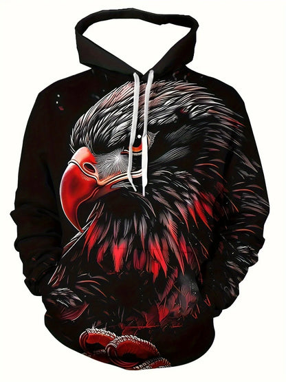 Sweatshirt com Capuz Masculina Cool Eagle Fashion 2025, Edição 3D Impressa, Tendência American Eagle, Sportswear Casual Unissexo para Homem e Criança