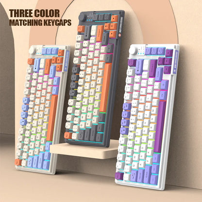 Teclado Gaming K81 com 81 Teclas, Layout 80%, Espanhol, Russo, Coreano e Árabe, USB com Fio, Luz RGB, Botão de Volume, Ergonómico