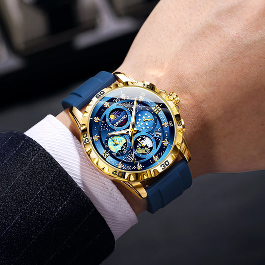 Relojes de cuarzo de lujo BINBOND para hombre, luminiscentes, resistentes al agua, cronógrafo con fecha automática, estilo ejecutivo, deportivo y casual