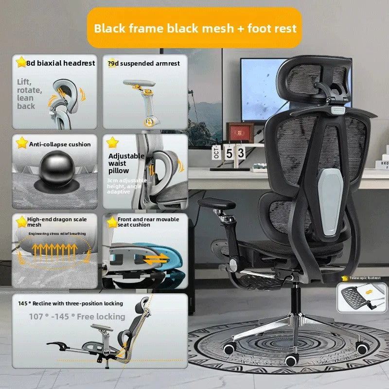 Sedia ergonomica minimalista portatile con braccioli 10D, sedia per computer, sedia da ufficio, sedia da studio e sedia gaming, resistente e durevole Gravity