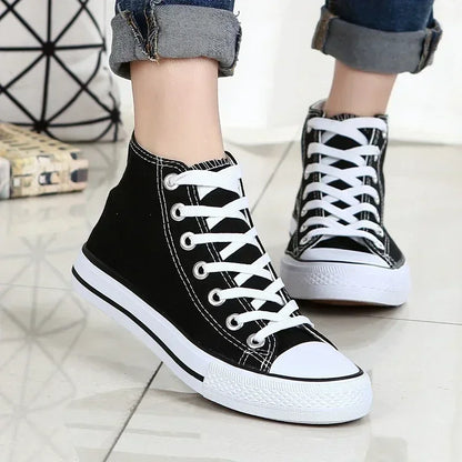 Baskets montantes classiques confortables, chaussures de sport plates, chaussures de marche confortables, mode respirante, toile de loisirs canisée, nouveau