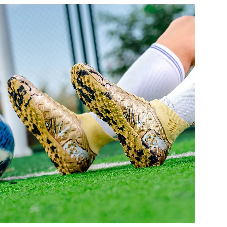 Men's High Ankle Football Boots Turf Soccer Cleats Breathable Non-slip Training Match Sneakers Outdoor Sports TF Soccer Shoes