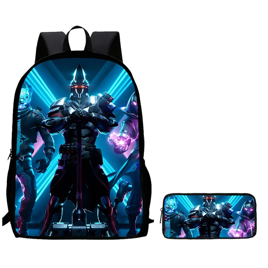 Conjunto de Mochila Infantil Fortnite de 2 Peças com Estojo, Leve e Resistente, Saco Escolar para Rapazes e Raparigas dos 6 aos 9 Anos, Material Escolar Diário