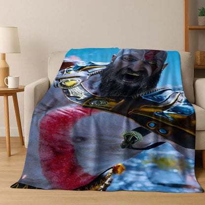 3A Classics God of War Kratos Game Gamer Flannel Blanket,Warm and Cozy Soft Throw Blanket for Home Bedroom Bed Sofa Kid Gift