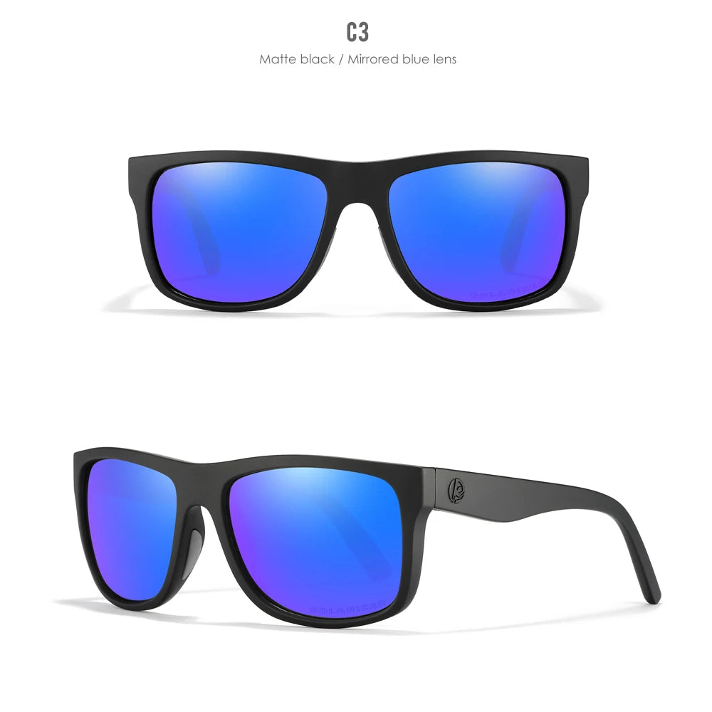 KDEAM Polarized Sunglasses Men Sports Tridimensional Brand Logo TR90 Square Sun Glasses All Black With Zipper Case KD0721