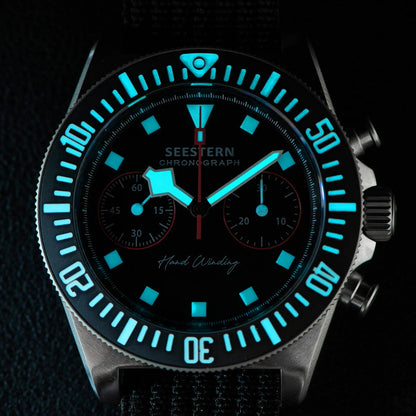SEESTERN cronógrafo para hombre, reloj mecánico con movimiento Tianjin ST1901, cristal de zafiro, correa de nailon con velcro, esqueleto luminoso