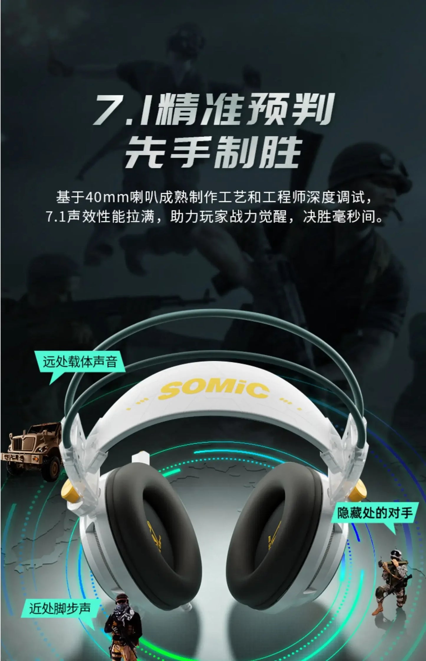 Somic G941 Wired Headphones Gamer Headphone Denoise Gaming Headphone Custom With Microphone Headsets 7.1 Stereo Sound Headset