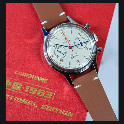 Reloj mecánico para hombre Seagull 1963 International Edition, reloj de piloto ST1901, cronógrafo retro de pulsera, aviación de la Fuerza Aérea, nuevo