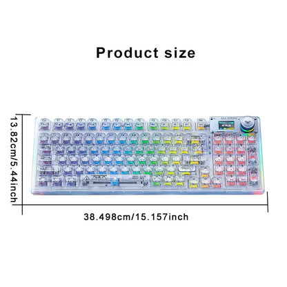AULA F98PRO Wireless Mechanical Keyboard Transparent Keycaps RGB Backlit Custom 2.4G Hot Swappable Gaming Keyboard With Screen