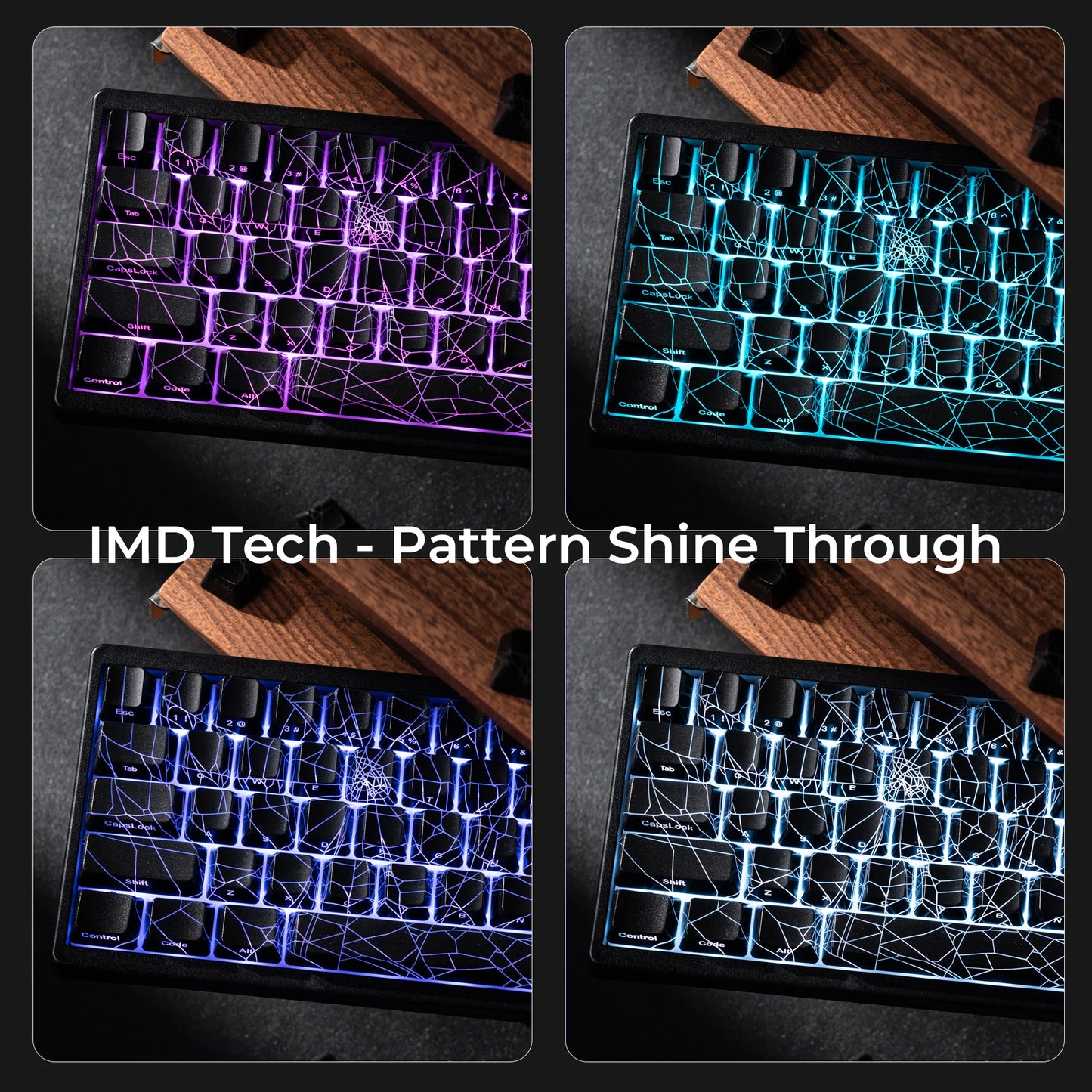 Tastiera XVX Spider Web M67 JadeStone con keycap IMD-Tech, connessione tri-mode, retroilluminazione RGB personalizzata, formato 60%