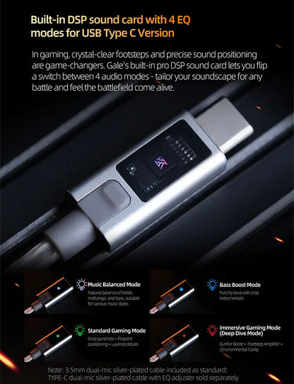 KZ Gale Gaming-IEM-Ohrhörer – HiFi-In-Ear-Monitor mit superlinearem Treiber und abnehmbarem, versilbertem 2-Pin-Kabel