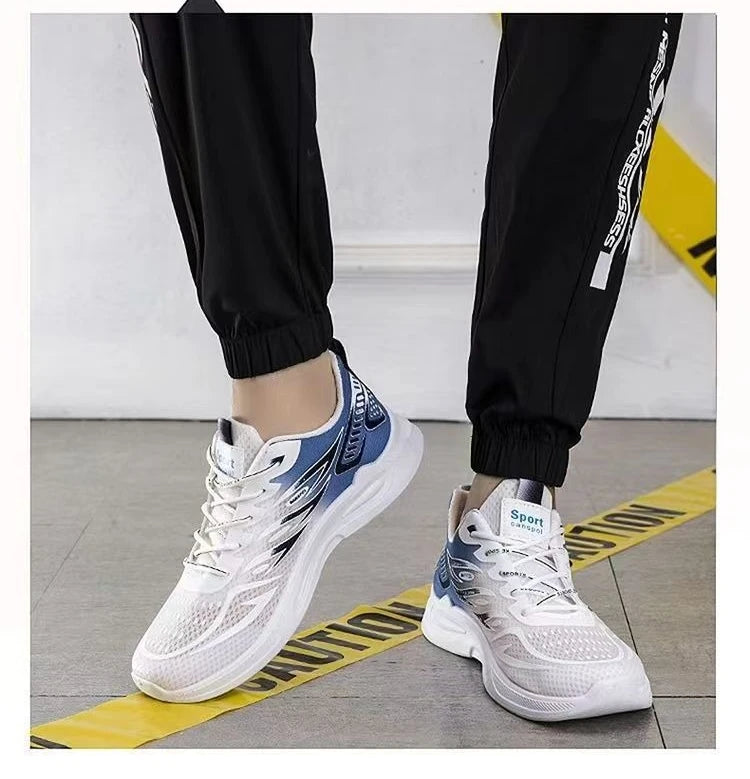 Baskets d'été pour hommes, chaussures de course respirantes en maille, à lacets, résistantes à l'usure, à plateforme, confortables, à semelle souple