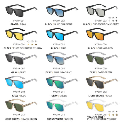 VEITHDIA Polarized UV400 Sunglasses Fashion Photochromic Gradient Mirror Lens Sports Driving Eyeglasses for Men And Women X7919