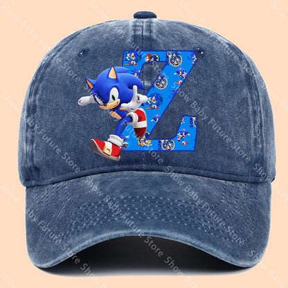 New Cartoon Cute Retro Baseball Caps Sonics Letter Man Boys Hat Hip Hop Breathable Mesh Hats Cute Anime Sunbonnet Birthday Gifts