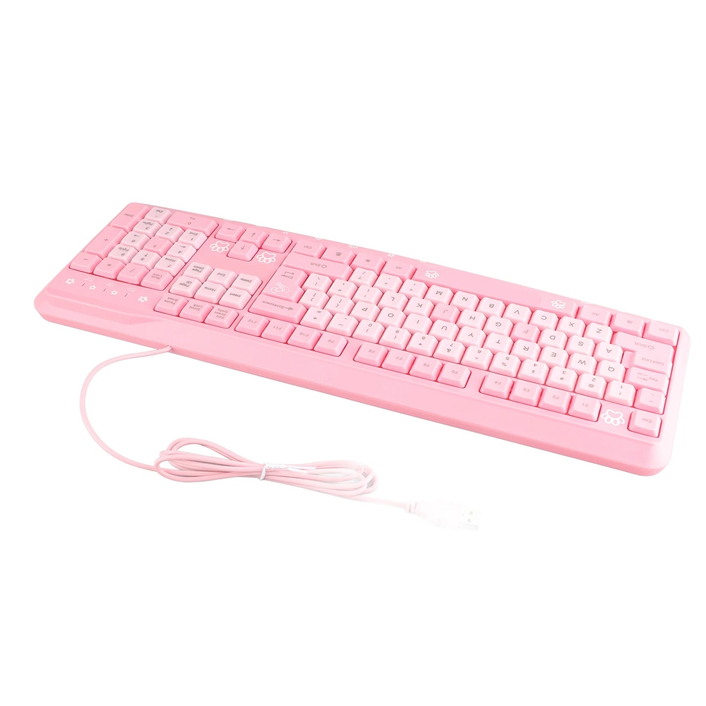 Tastiera cablata USB da 104 tasti ultrasottile, cute cartoon, ergonomica, Plug and Play per PC domestici e laptop