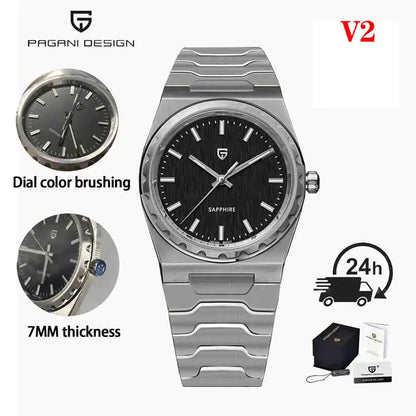 PAGANI DESIGN 2026 New Thin 7mm Fashion Men's Quartz Watch 10Bar Waterproof Stainless Steel Sapphire C3 Upgrade V2 reloj hombre