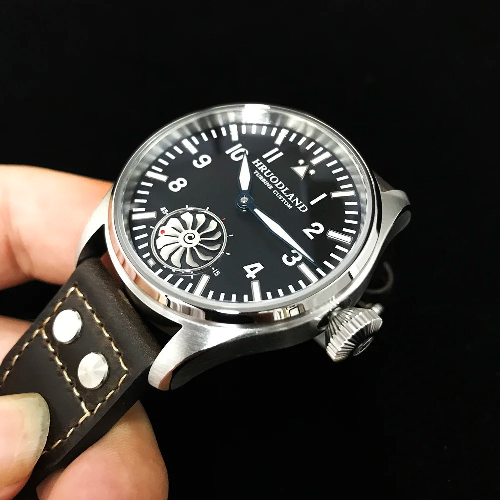Hruodland 2025 Nuovo orologio meccanico da uomo Seagull ST3620 Retro Pilot 43MM BGW-9 luminoso, vetro zaffiro, turbina, Reloj Hombre