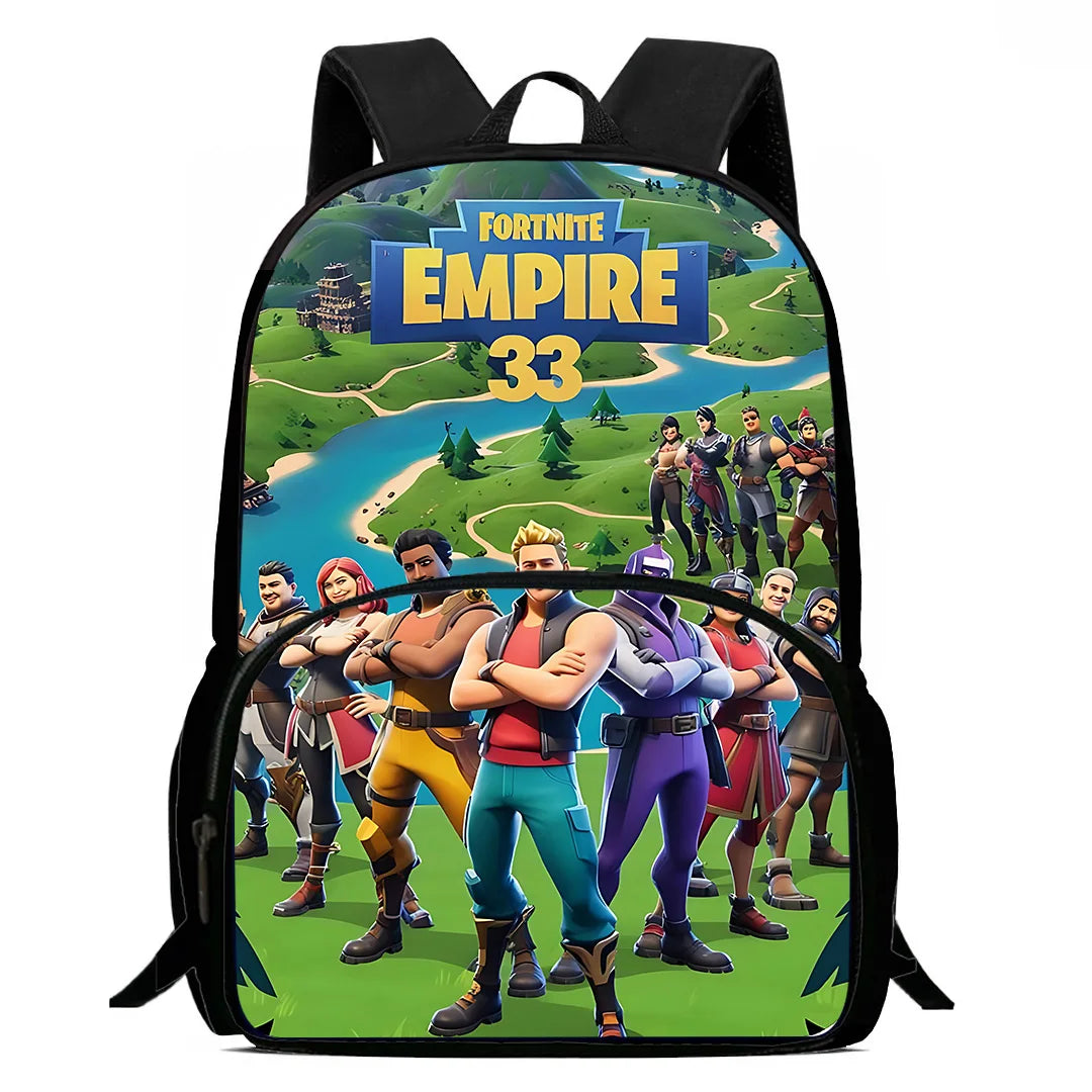 Klassisches FortniteS-Schulrucksack-Set für Kinder mit Lunchtasche und Federmäppchen, große Kapazität, für Jungen und Mädchen, ideales Geschenk