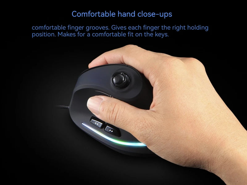 Mouse verticale ZELOTES C-18, mouse ottico RGB a 11 tasti con joystick, mouse gaming laser programmabile per PC e gamer