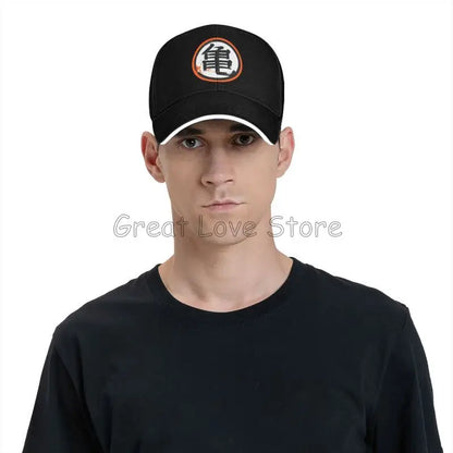 DBZ Kanji Print Baseball Cap Men Adjustable Sun Hat Luxury Trucker Sandwich Cap Women Casual Snapback Bucket Caps Golf Hats