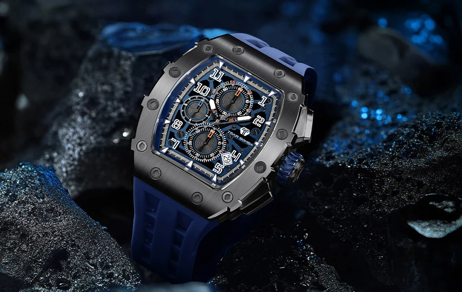 Reloj TSAR BOMBA New TB8204 para hombre, cronógrafo de cuarzo japonés, resistente al agua 50M, reloj de pulsera deportivo de moda, reloj masculino de lujo, regalo para hombre