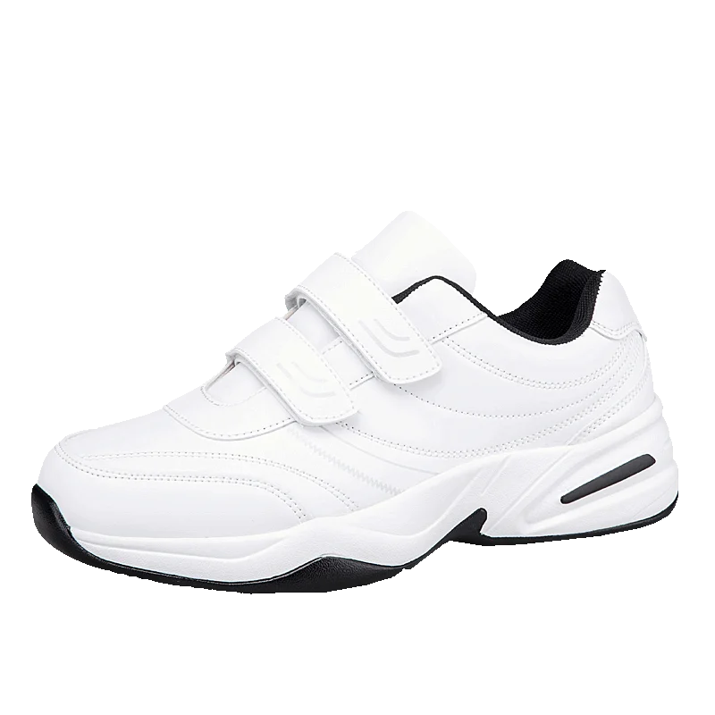 Férfi állítható tépőzáras bőr cipő, alkalmi sportcipő, fehér cipő, Masculino Zapatillas Deportivas Tenis
