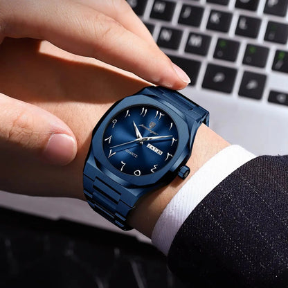 POEDAGAR luxusní pánské hodinky s quartzovým strojkem, vodotěsné, z nerezové oceli, pánské hodinky s týdenním datem, business hodinky pro muže, Reloj Hombre
