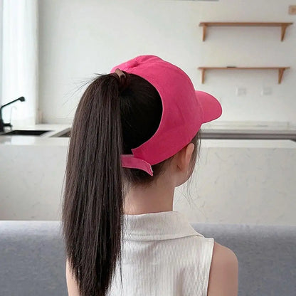 Fashion Kids Baseball Caps for Boys Girls Sun Hat Hollow High Ponytail Caps Children Sunshade Baseball Caps for age 4-12 Years