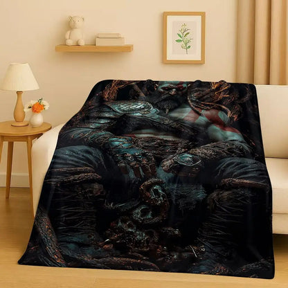 Kratos God of War Game Cartoon Gamer Flannel Blanket,Ultra Soft Warm Plush Throw for Home Bedroom Bed Sofa Cover Picnic Kids