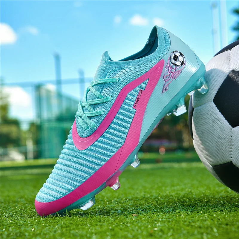Nouvelles chaussures de football pour hommes, chaussures de sport d'extérieur, chaussures de football pour garçons, respirantes, confortables, crampons longs, chaussures d'entraînement pour adultes, antidérapantes