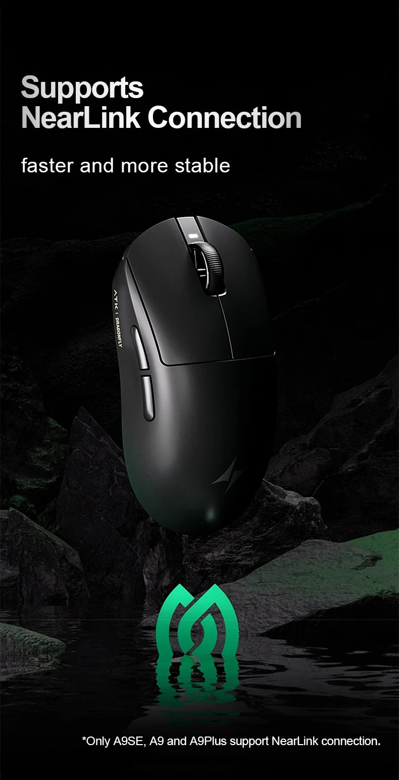 ATK Dragonfly A9 Ultra langaton pelihiiri PAW3950 ultrakevyt kolmitilainen ergonominen e-urheilun FPS-hiiri pelaajille A9 SE Plus
