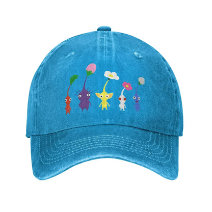 Cute Pikmin Pattern Print Cap for Men Women Cotton Anime Cartoon Trucker Hat Lerisure Wear Baseball Cap Adjustable