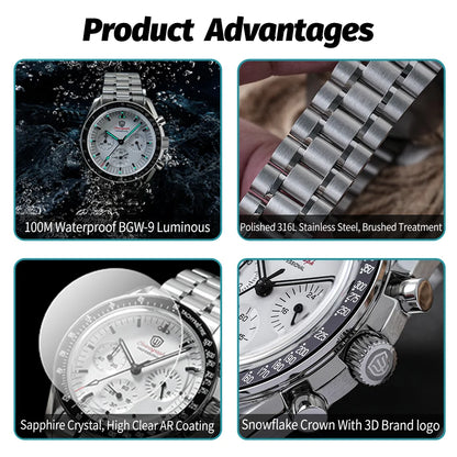 Watchdives New Wd1863 Quarz-Herrenuhr VK63 Chronograph Bubble-Saphirglas Wasserdicht 39Mm Stahl Top-Marke Luxus-Business-Uhr