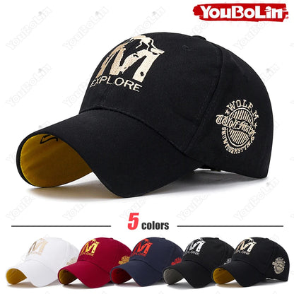 M letter Wolf Totem Embroidery Cotton Adjustable Baseball Cap Sun Hat Trucker Caps Dad Hats