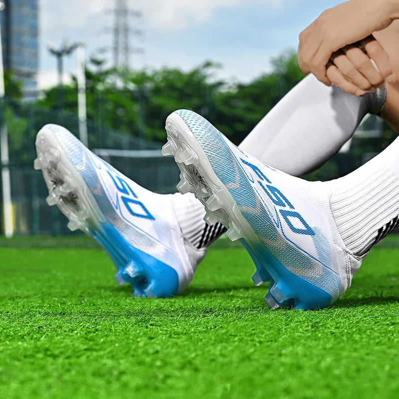 Chaussures de football respirantes AG pour hommes et femmes, chaussures de football professionnelles antidérapantes, chaussures de sport d'extérieur, crampons d'entraînement