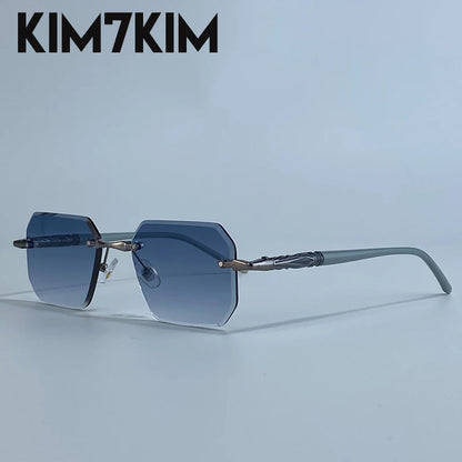 Square Rimless Punk Sunglasses Men 2026 Luxury Brand  Polygon Frameless Sun Glasses For Male Steampunk Driving Eyewear Shades