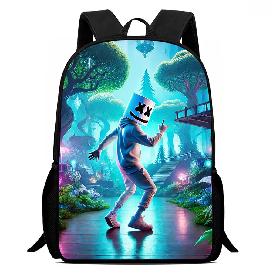 Fortnite Cartoon 15-Zoll leichter Rucksack mit verstellbaren Schultergurten – tägliche Schultasche für Kinder, Jungen und Mädchen, Alter 5-9