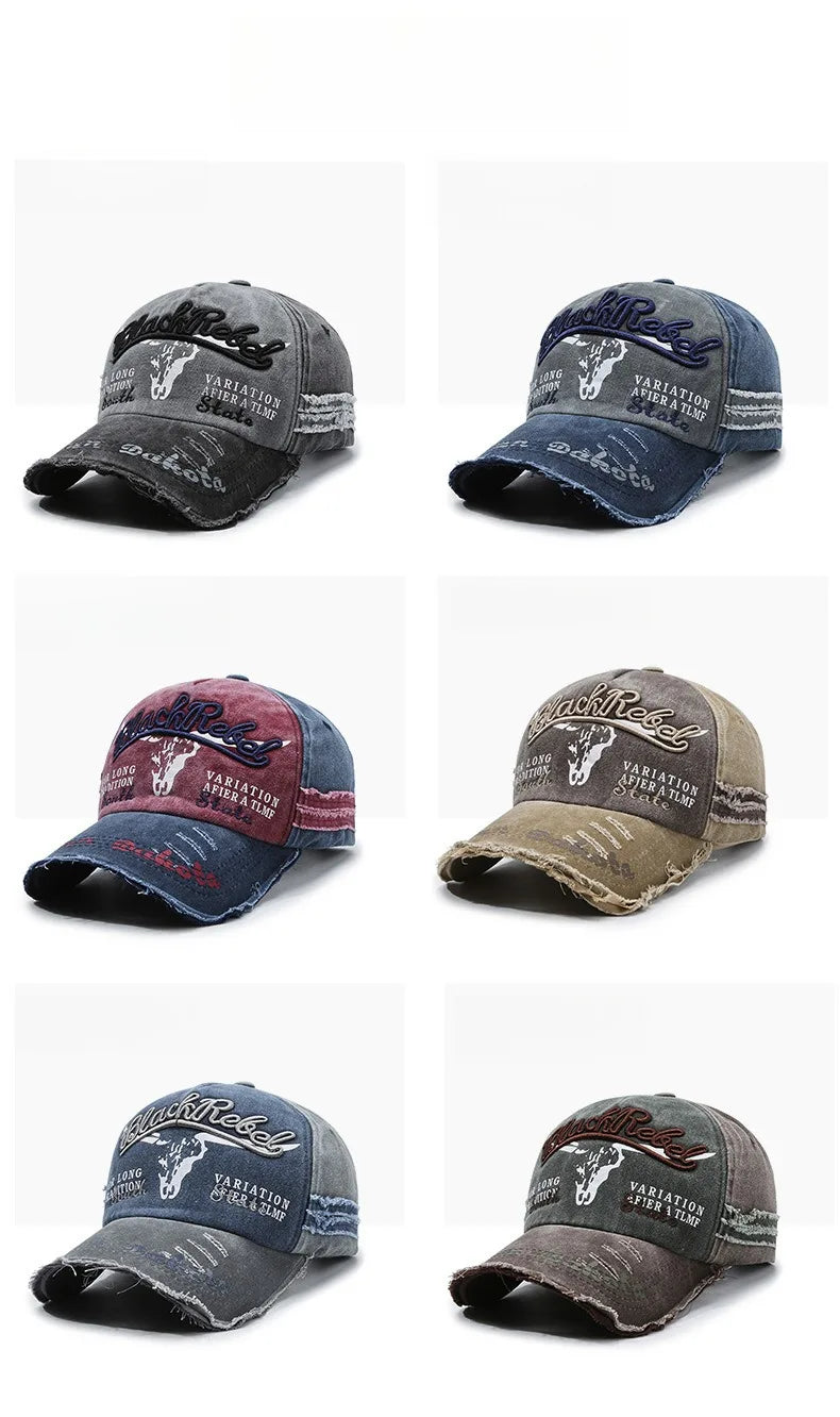 Neue coole Herren-Baseballcap aus gewaschener Baumwolle im Retro-Stil für alle Jahreszeiten – Outdoor-Sportkappe für Herren als Accessoire