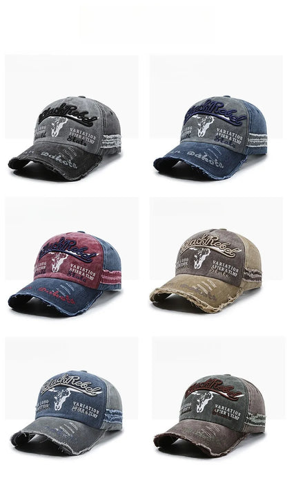 Neue coole Herren-Baseballcap aus gewaschener Baumwolle im Retro-Stil für alle Jahreszeiten – Outdoor-Sportkappe für Herren als Accessoire