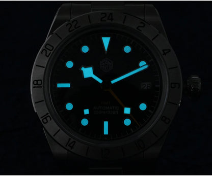 San Martin Neue 39mm NH34 BB GMT Automatikuhr, mechanische Sportuhr, Saphirglas, Leuchtanzeige, wasserdicht bis 100m, für Herren, Relogio SN0054