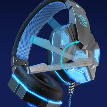 HOMEFISH SY830MV RGB Gaming Headset with Microphone – Wired Over-Ear Gaming Headphones for PC, PS5, Xbox & Nintendo Switch, Lightweight Esports Headset with 3D Surround Sound